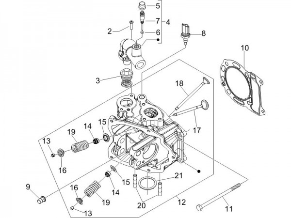 Motor Zylinderkopf - Piaggio Beverly 250ccm 4T LC 2006- ZAPM28800