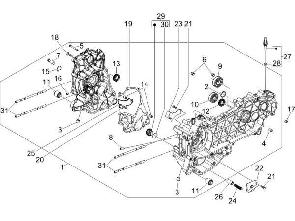 Motor Kurbelgehäuse - Vespa GT 125ccm 4T LC 2006- ZAPM31100