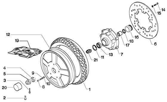 Radaufhängung Vorderrad - Vespa GT 125ccm 4T LC 2004- ZAPM3110000001001