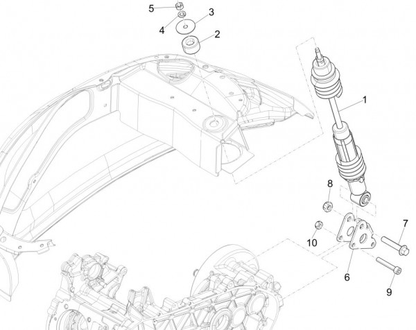 Radaufhängung Stoßdämpfer hinten - Vespa Sprint 125ccm 4T 3V AC 2017- ZAPMA1300