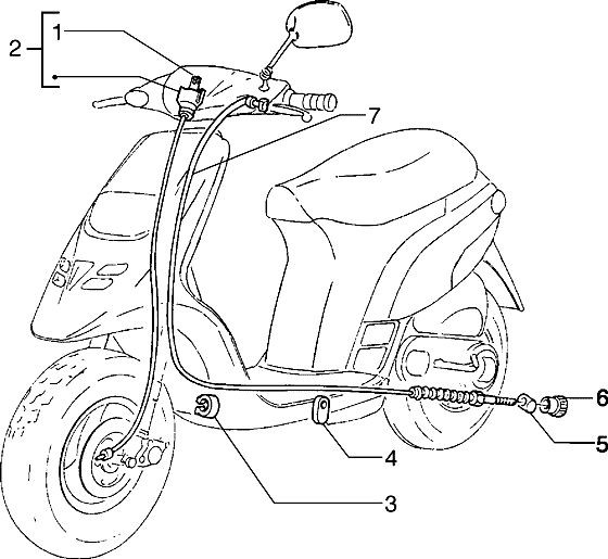 Bowdenzüge Bremszug hinten - Piaggio TPH 50ccm 2T AC 1995- TEC 1 T 00001001