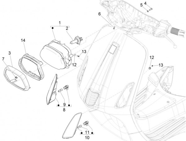 Elektrische Anlage Scheinwerfer - Vespa Sprint 50ccm 4T 3V AC 2017- ZAPCA0201