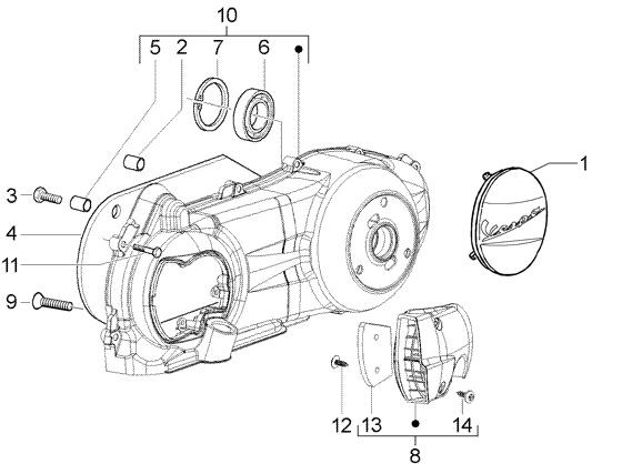 Motor Gehäusedeckel - Vespa GT 125ccm 4T LC 2004- ZAPM3110000001001