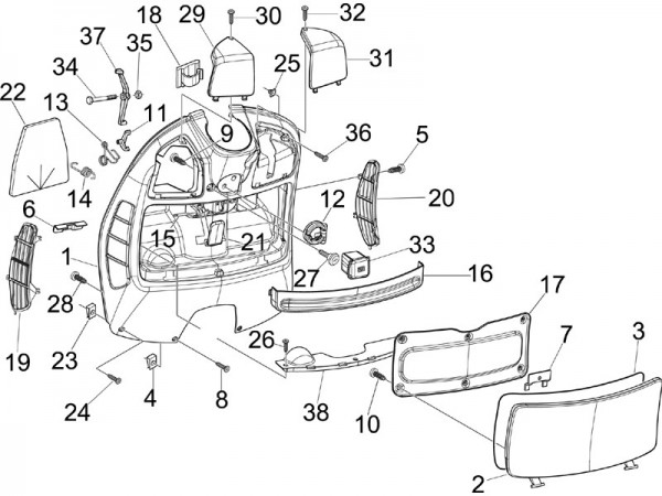 Fahrgestell Gepäckfach - Vespa GT 125ccm 4T LC 2006- ZAPM31100