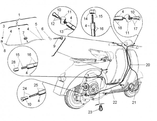 Bowdenzüge Bowdenzüge II - Vespa Vespa 125 125ccm 2T AC 1961- VNB2T