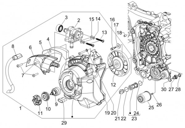 Motor Schwungradabdeckung - Piaggio Beverly 125ccm 4T LC 2007- ZAPM28900