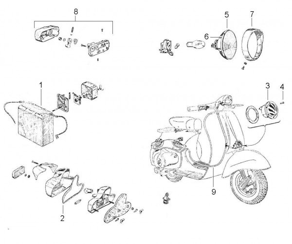 Elektrische Anlage Scheinwerfer - Vespa Vespa 150 150ccm 2T AC 1963-1966 VBB2T