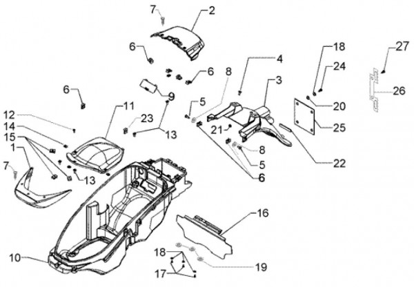 Fahrgestell Helmfach - Piaggio Beverly 500ccm 4T LC 2003- ZAPM34100