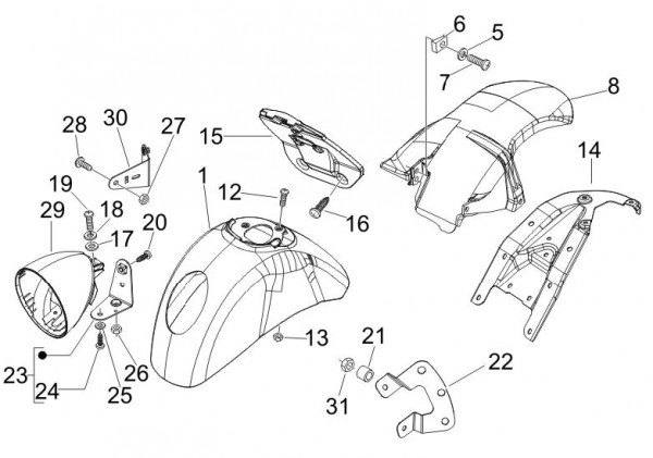 Fahrgestell Kotflügel - Vespa GT 250ccm 4T LC 2006- ZAPM45102