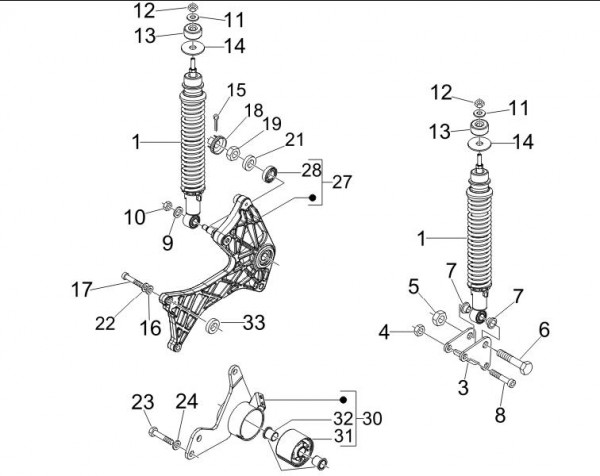 Radaufhängung Stoßdämpfer hinten - Vespa GT 250ccm 4T LC 2006- ZAPM45102