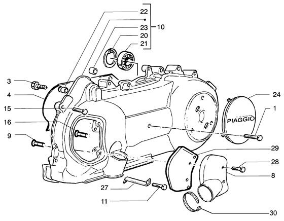 Motor Gehäusedeckel - Piaggio Beverly 200ccm 4T LC 2005- ZAPM2820000001001