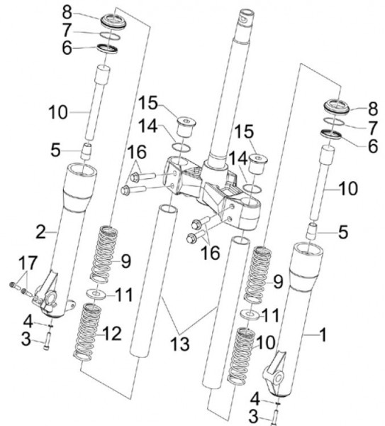 Radaufhängung Gabelkomponenten Kayaba - Piaggio Beverly 125ccm 4T LC 2007- ZAPM28900