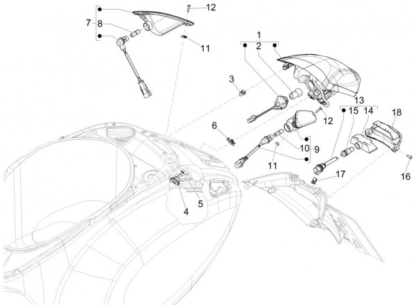 Elektrische Anlage Rücklicht - Vespa Sprint 50ccm 4T 3V AC 2017- ZAPCA0101