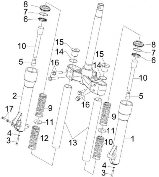 Radaufhängung Gabelkomponenten Kayaba - Piaggio Beverly 250ccm 4T LC 2006- ZAPM28800