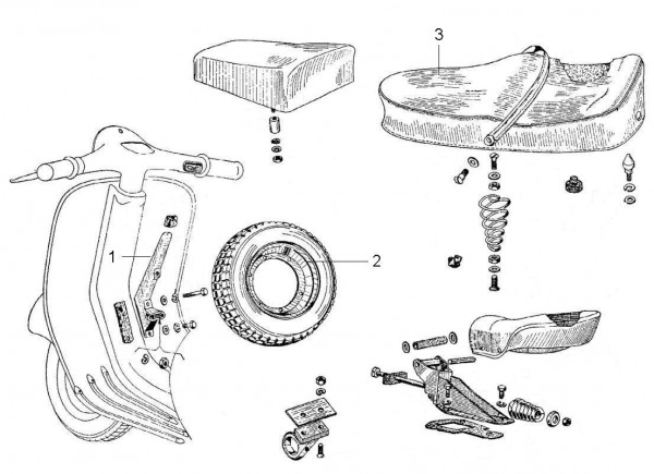 Fahrgestell Ersatzrad - Vespa Vespa 90 Racer 90ccm 2T AC 1971-1973 V9SS2T