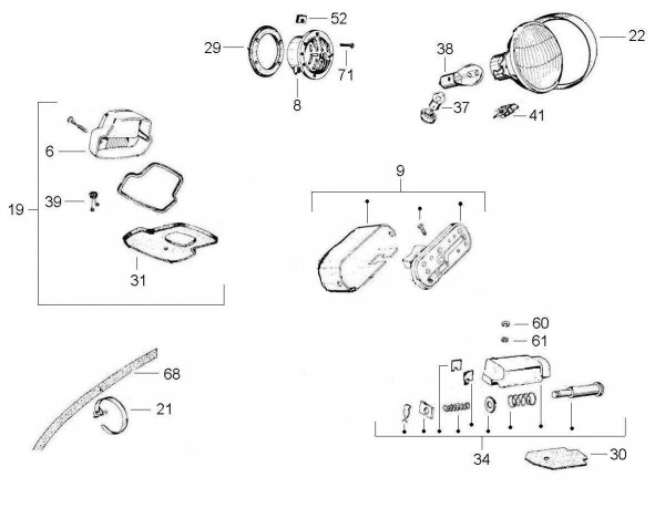 Elektrische Anlage Scheinwerfer - Vespa Vespa 90 90ccm 2T AC 1965- V9SA1