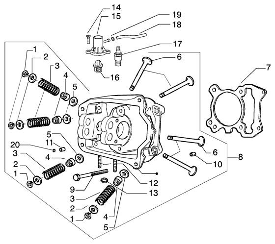 Motor Zylinderkopf - Piaggio Beverly 200ccm 4T LC 2003- ZAPM2820000001001
