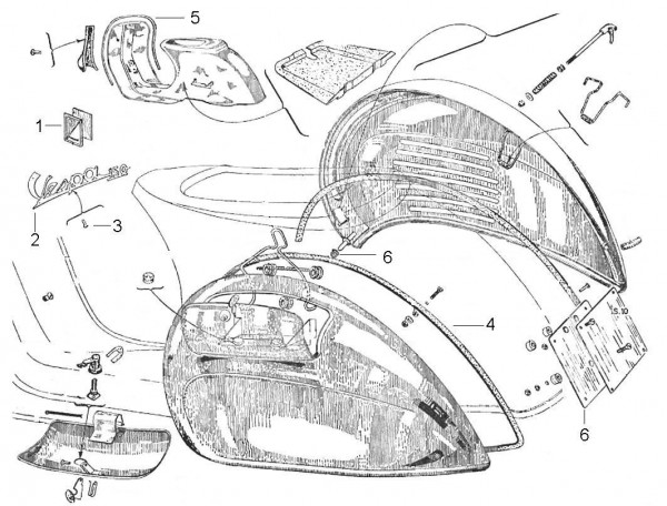 Fahrgestell Seitenverkleidungen - Vespa Vespa 150 150ccm 2T AC 1963-1966 VBB2T