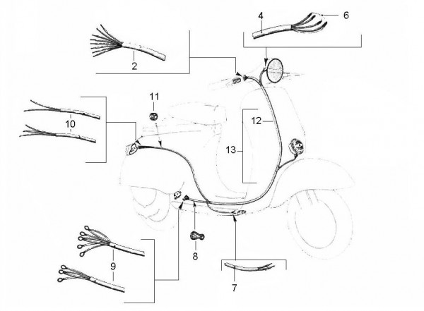 Elektrische Anlage Kabelbaum - Vespa Vespa 50 50ccm 2T AC 1963- V5SA1