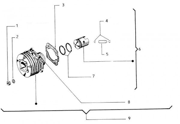 Motor Zylinder - Vespa Vespa 50 50ccm 2T AC - V5N1T